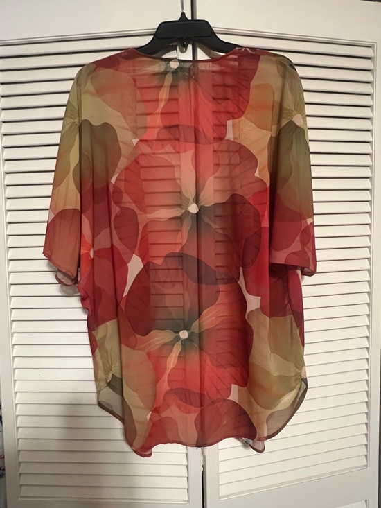 Amazon Tops - Amazon Sheer Floral Kimono Cover-Up in Orange and Green